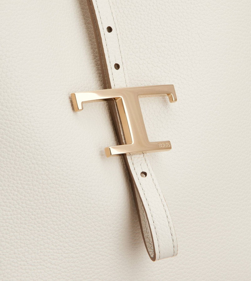 T TIMELESS BUCKET BAG IN LEATHER MINI - WHITE 6