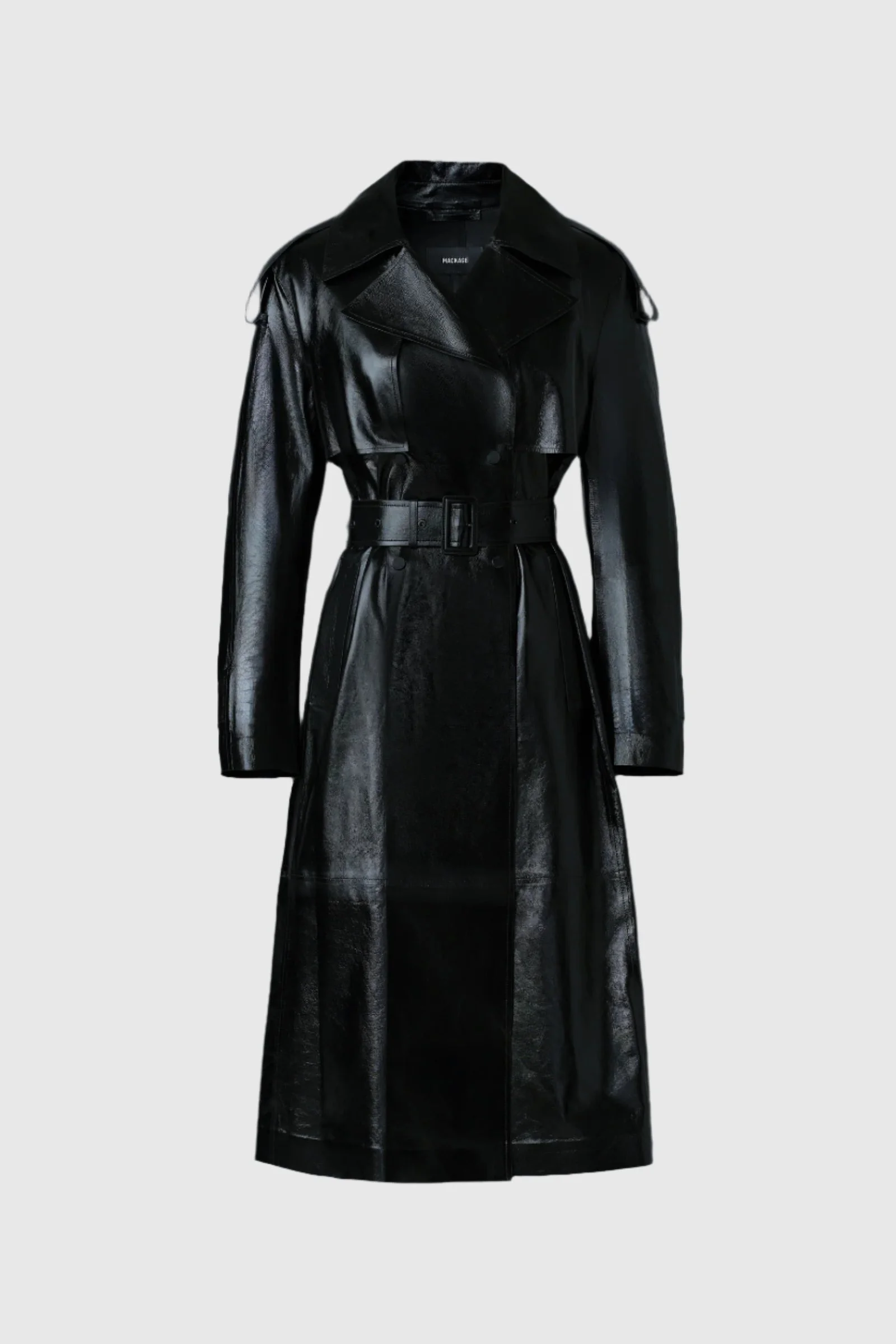 CARMELA Leather Trench with Belt - 1