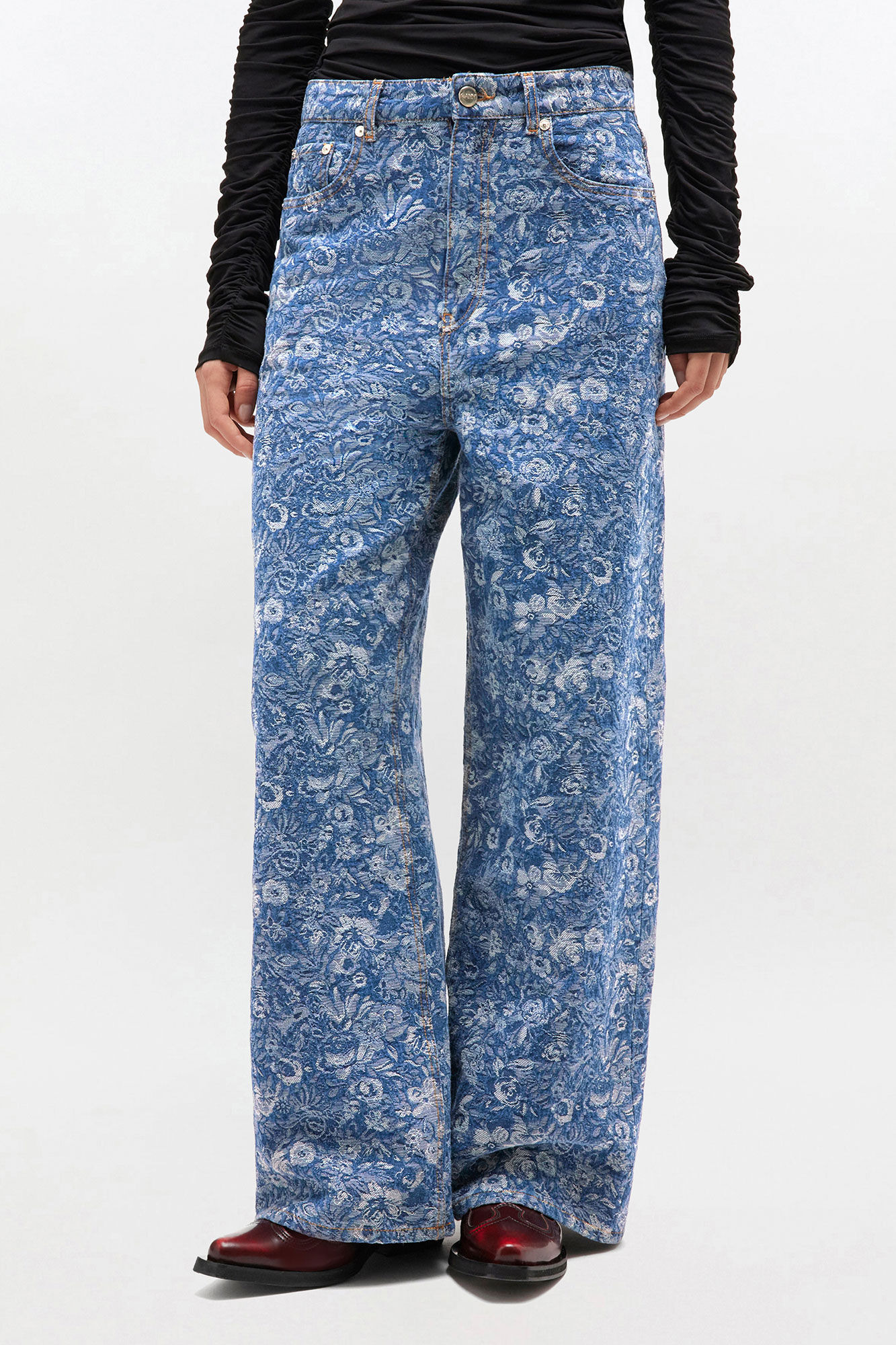 BLUE TAPESTRY BAGGY JEANS - 3
