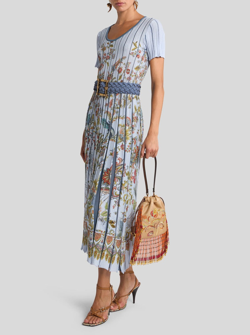 Etro PLEATED COTTON-BLEND MIDI DRESS WITH PLACED PRINT outlook