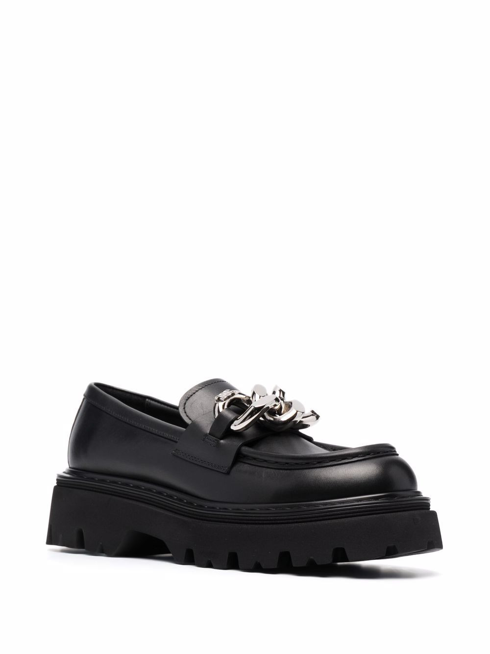 chain-detail chunky leather loafers - 2