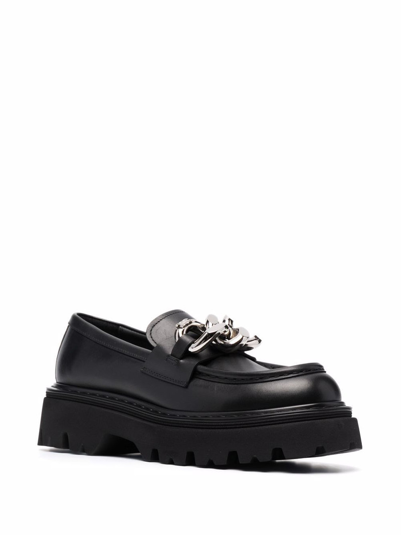 CASADEI chain-detail chunky leather loafers outlook