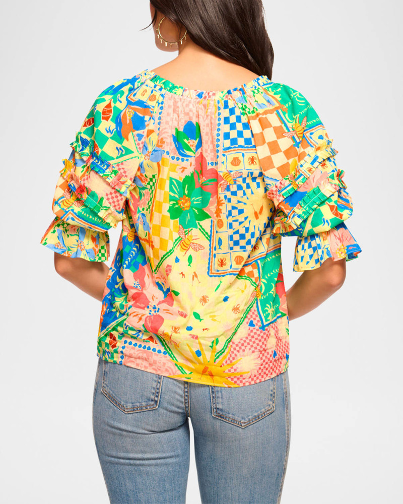 RAMY BROOK Lula Garden Puff-Sleeve Top outlook
