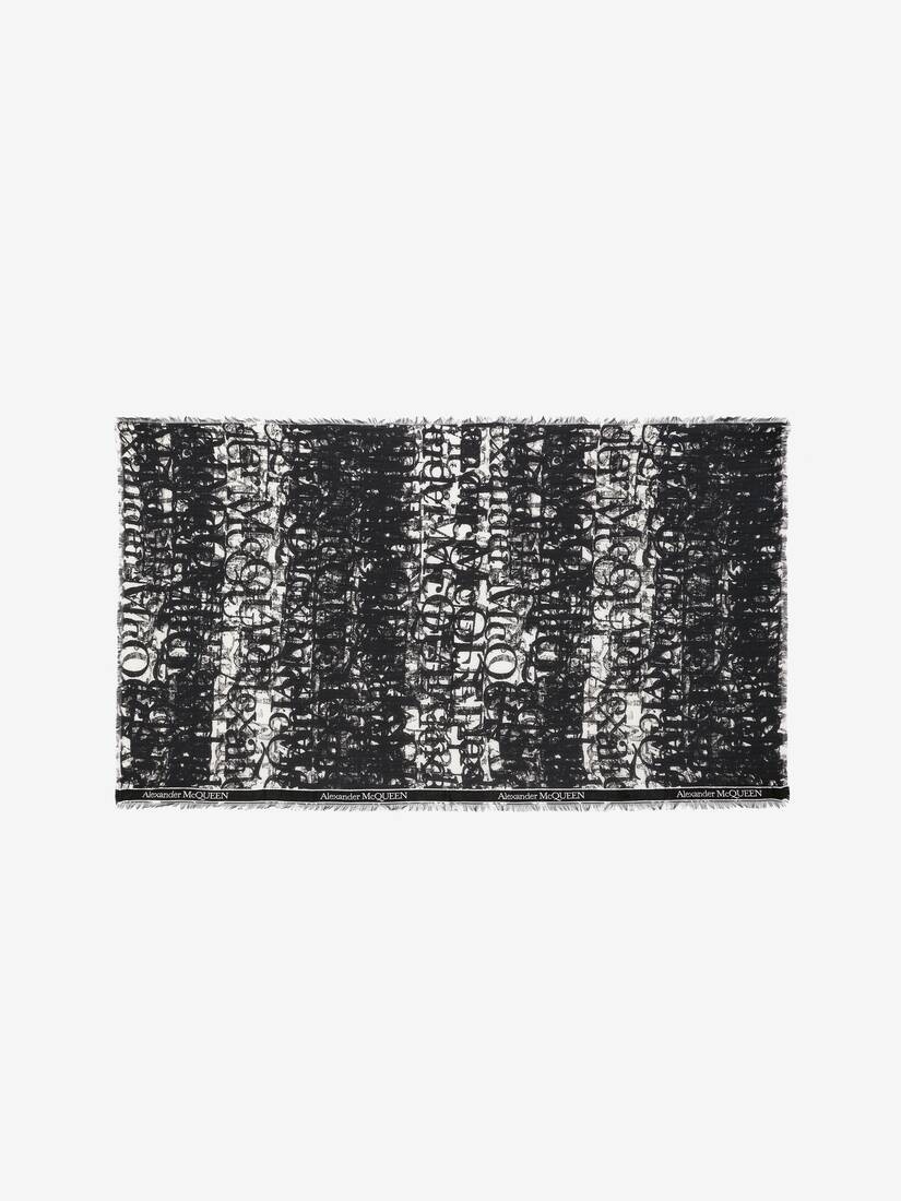 Men's Selvedge Tape McQueen Logo Stamp Stole in Black/ivory - 1