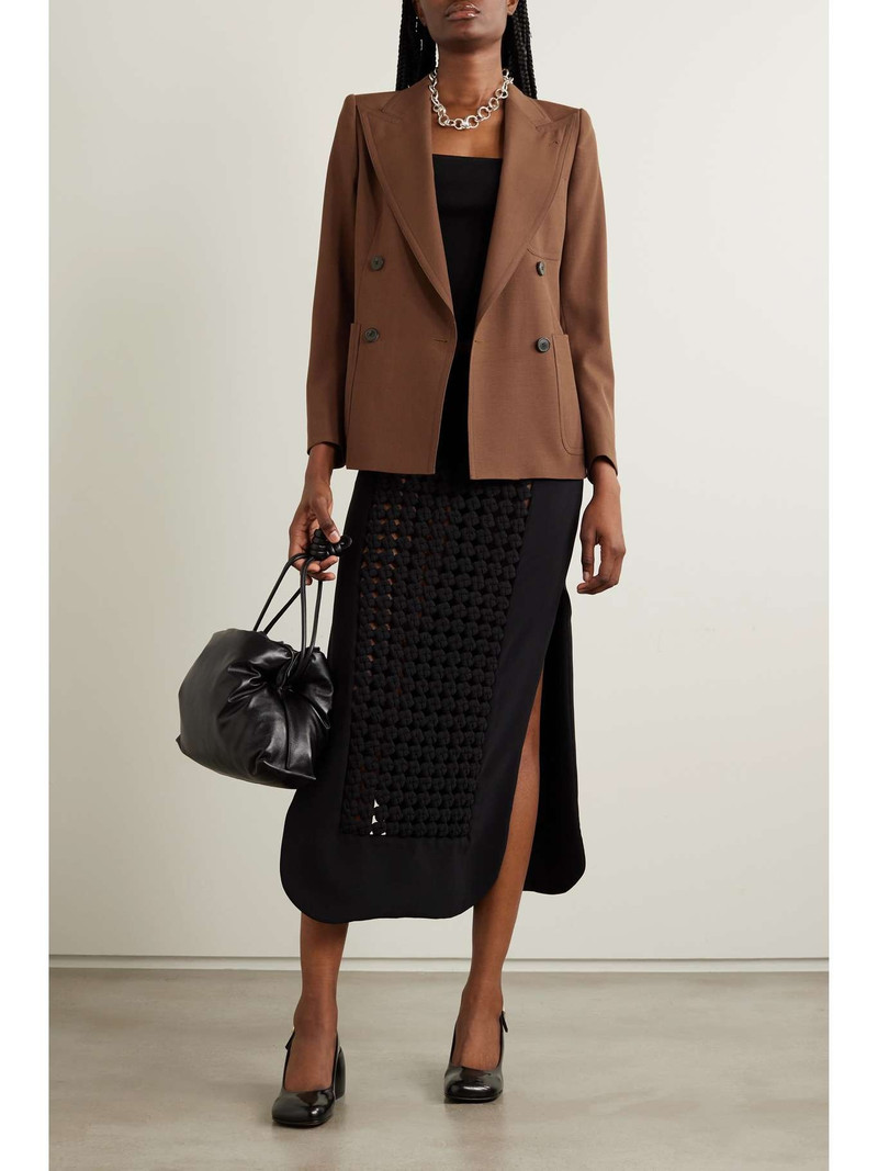 Dries Van Noten Double-breasted topstitched wool blazer outlook