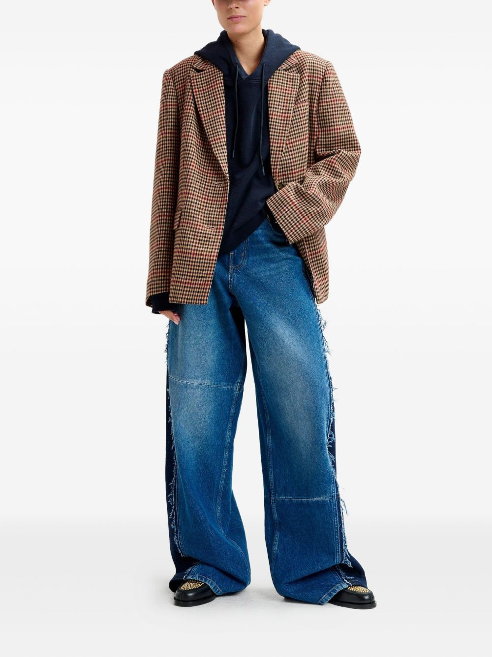 check-pattern single-breasted blazer - 2