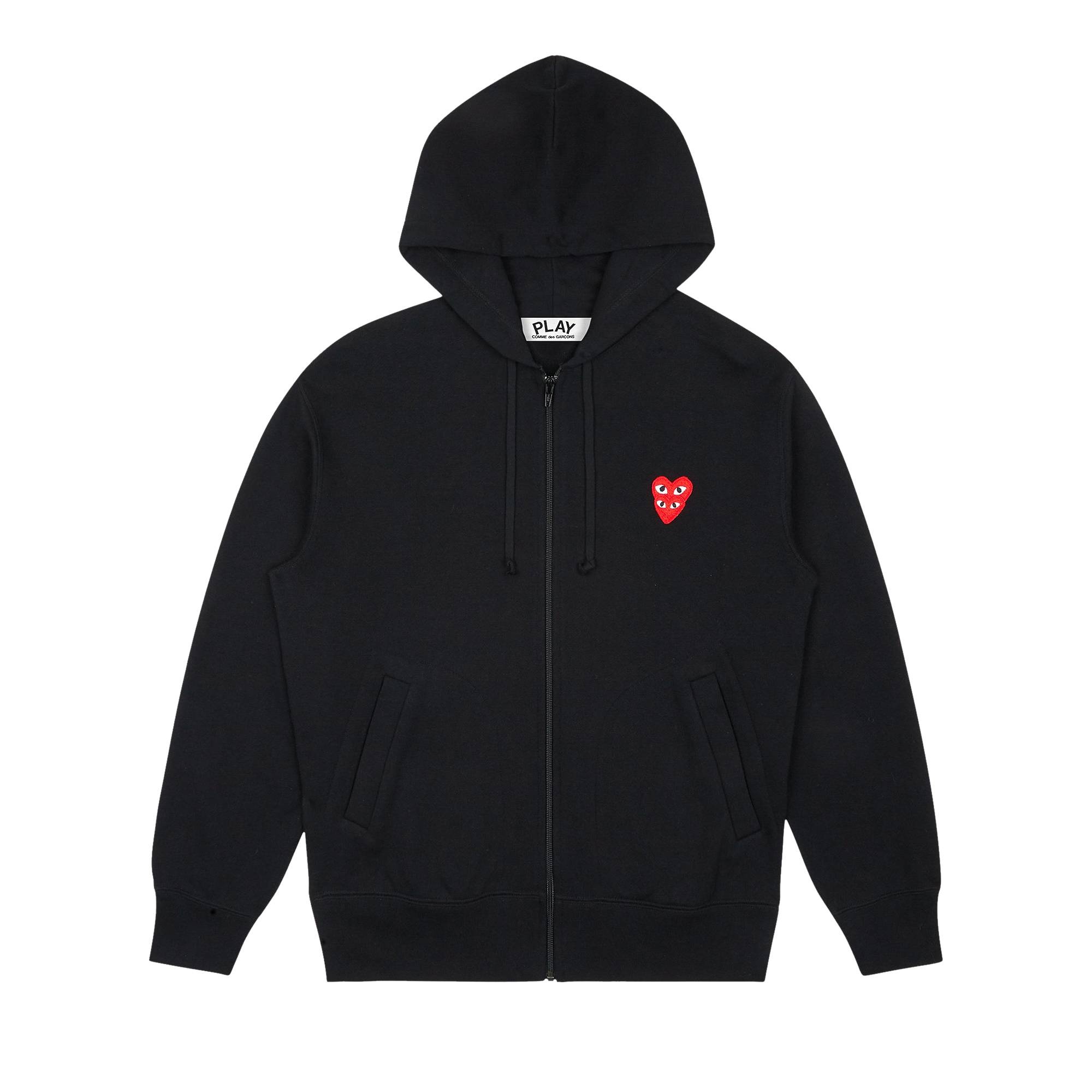 Comme des Garçons PLAY Stacked Heart Hooded Sweatshirt 'Black' - 1