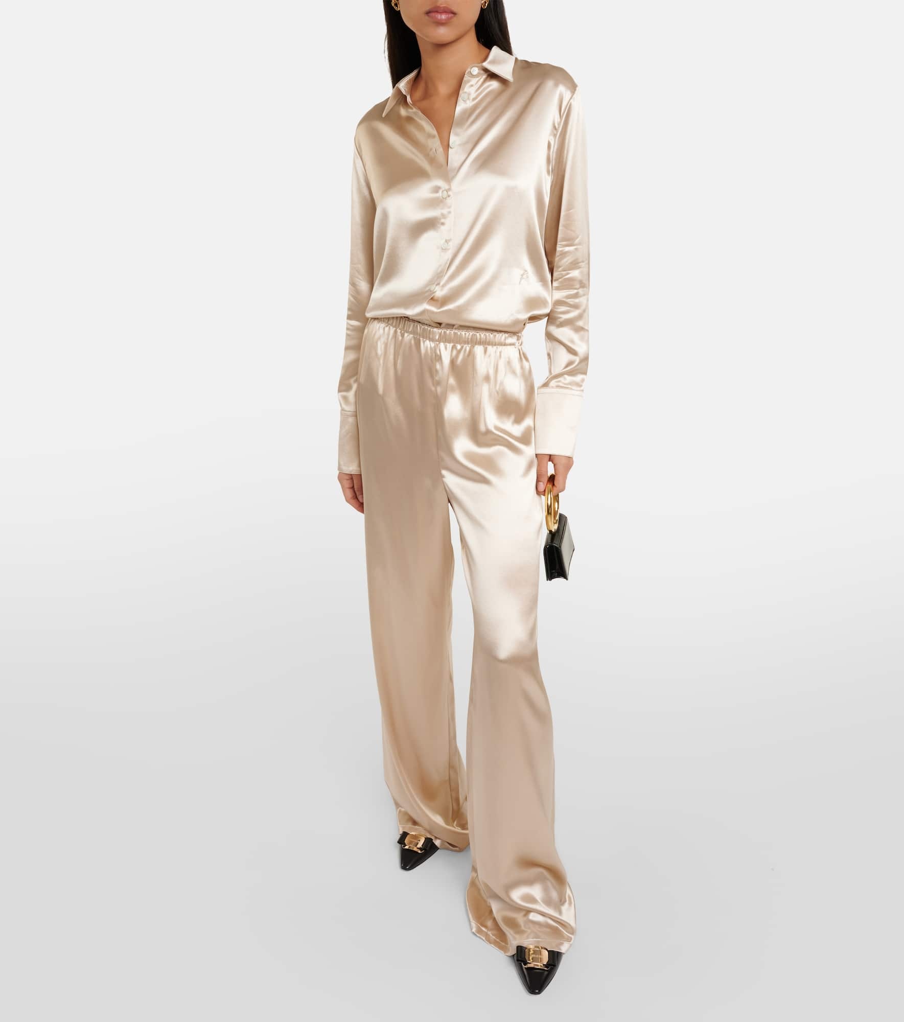 Satin wide-leg pajama pants - 2