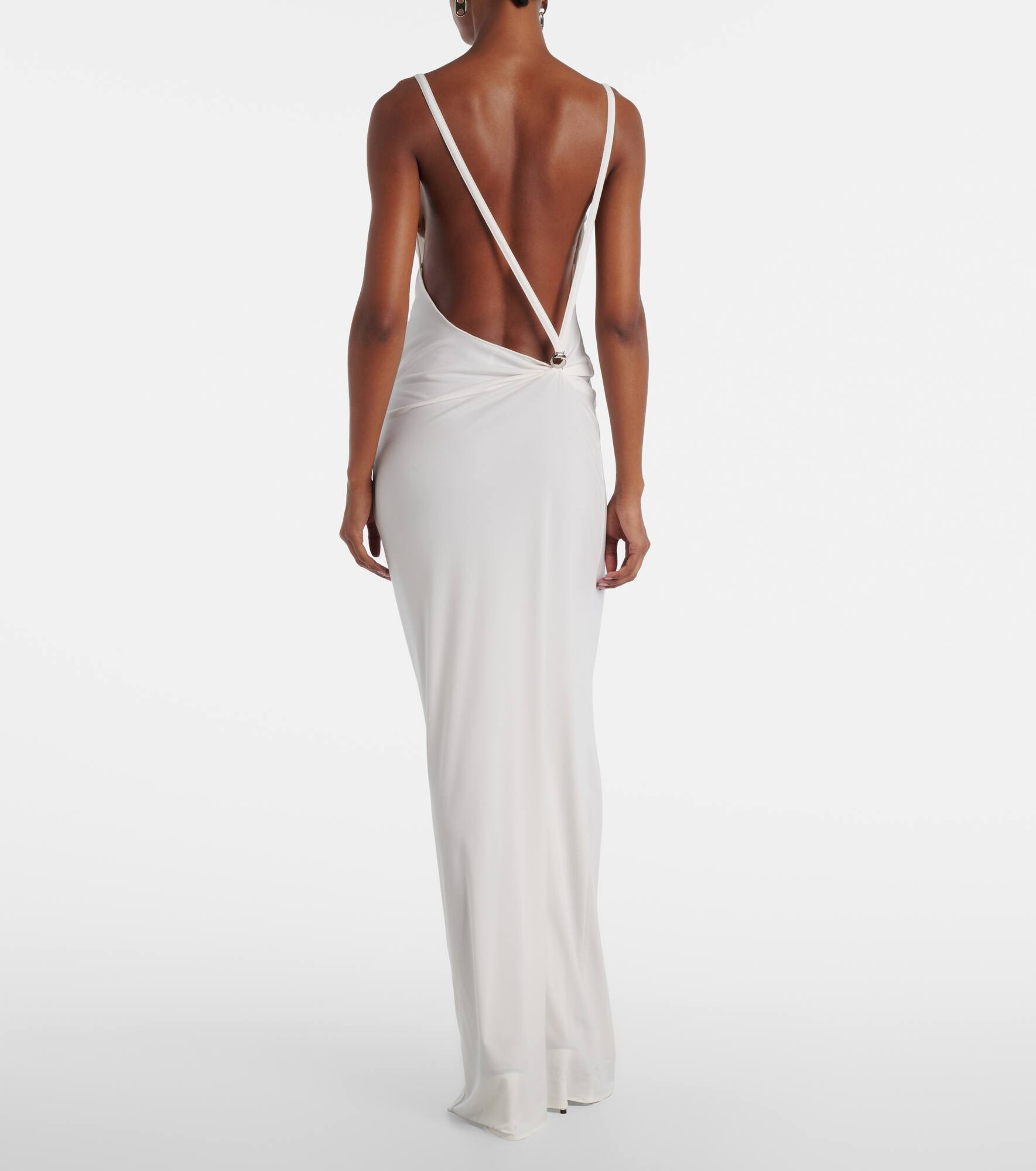 Draped open-back jersey maxi dress - 3