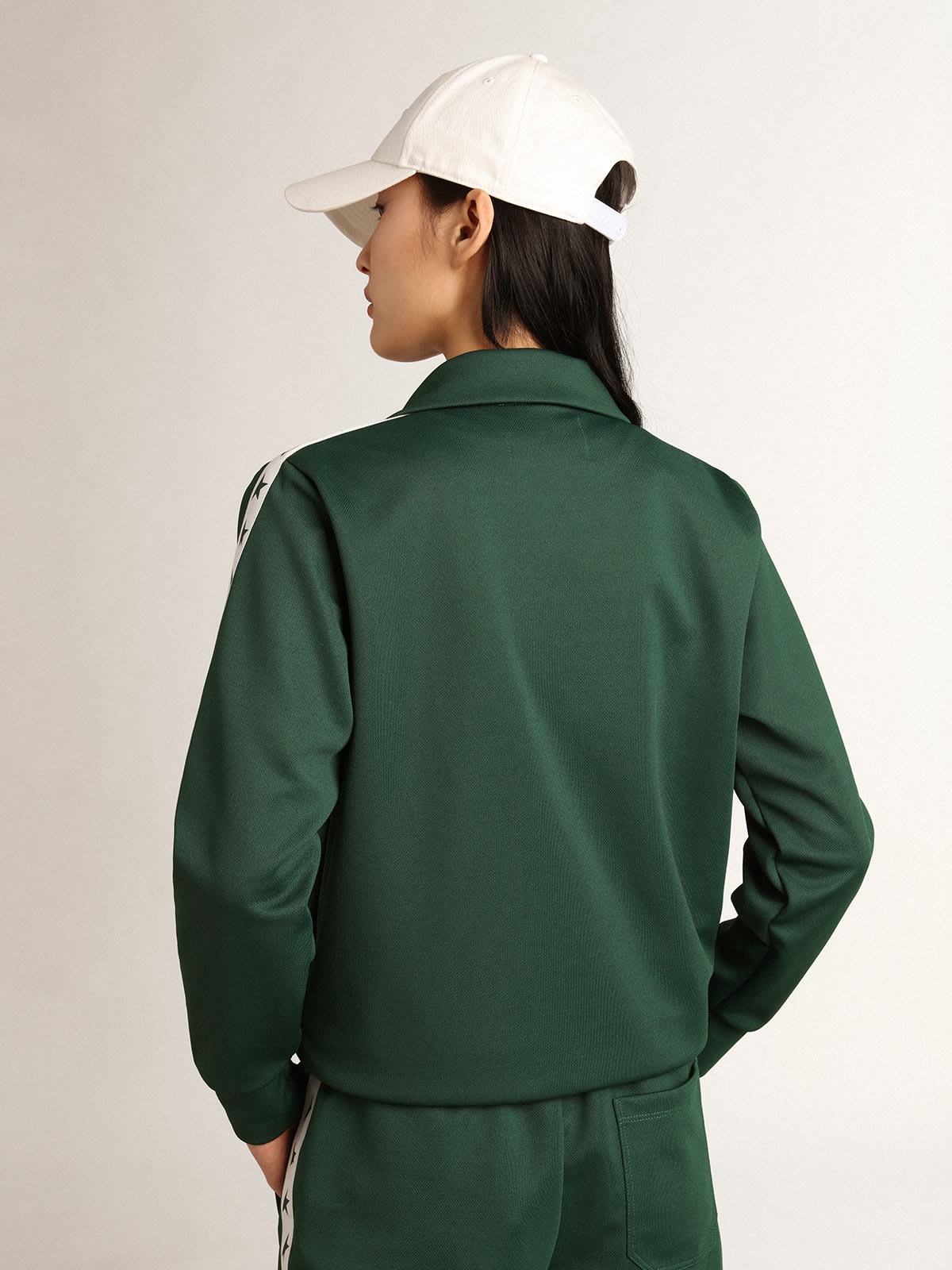 Bright-green Denise Star Collection zipped sweatshirt with white strip and contrasting green stars - 4
