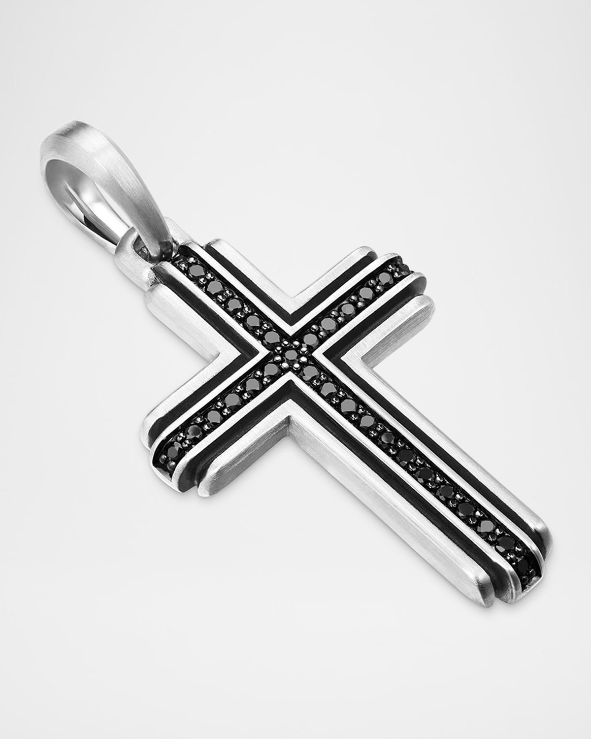 Men's Deco Cross Pendant in Silver, 34mm - 3