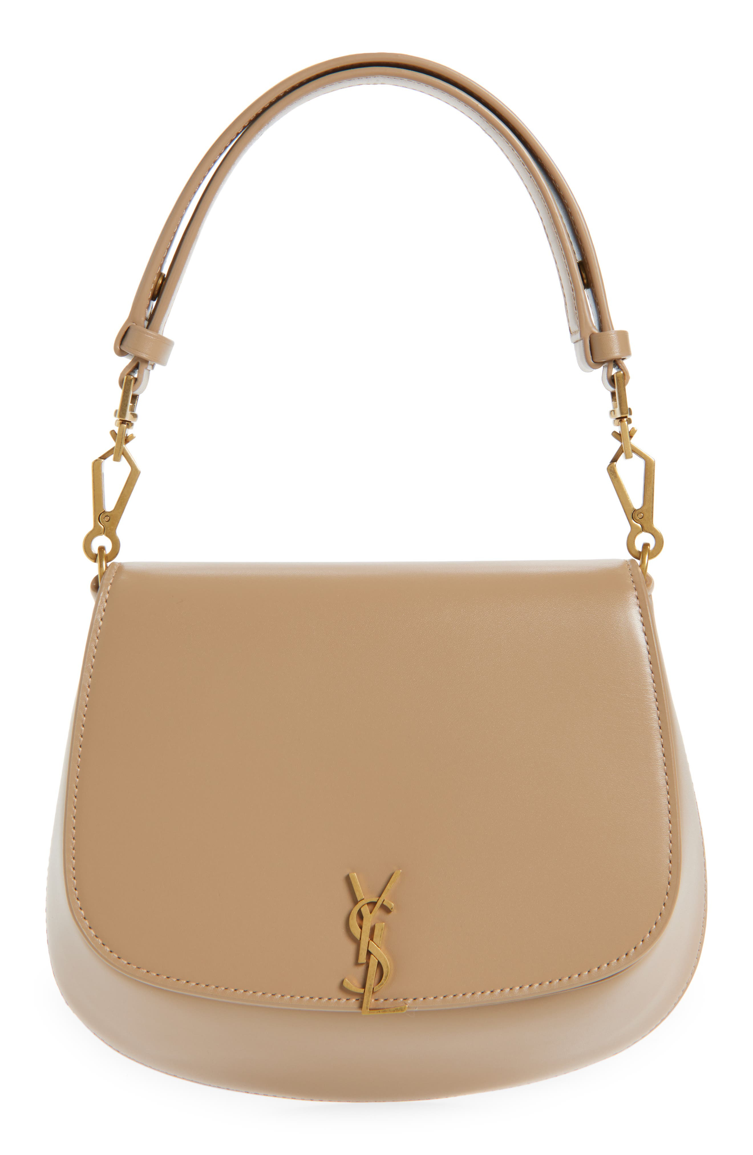 Saint Laurent Mini Voltaire Box Leather Top Handle Bag in Toffee at Nordstrom - 1