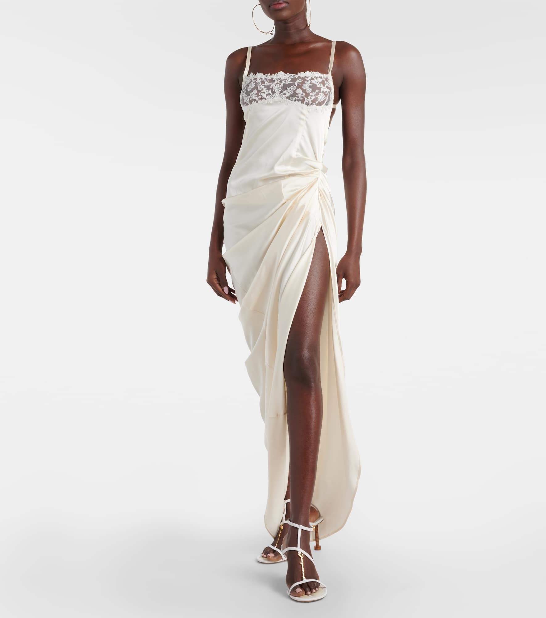 La Saudade Brodée satin slip dress - 2