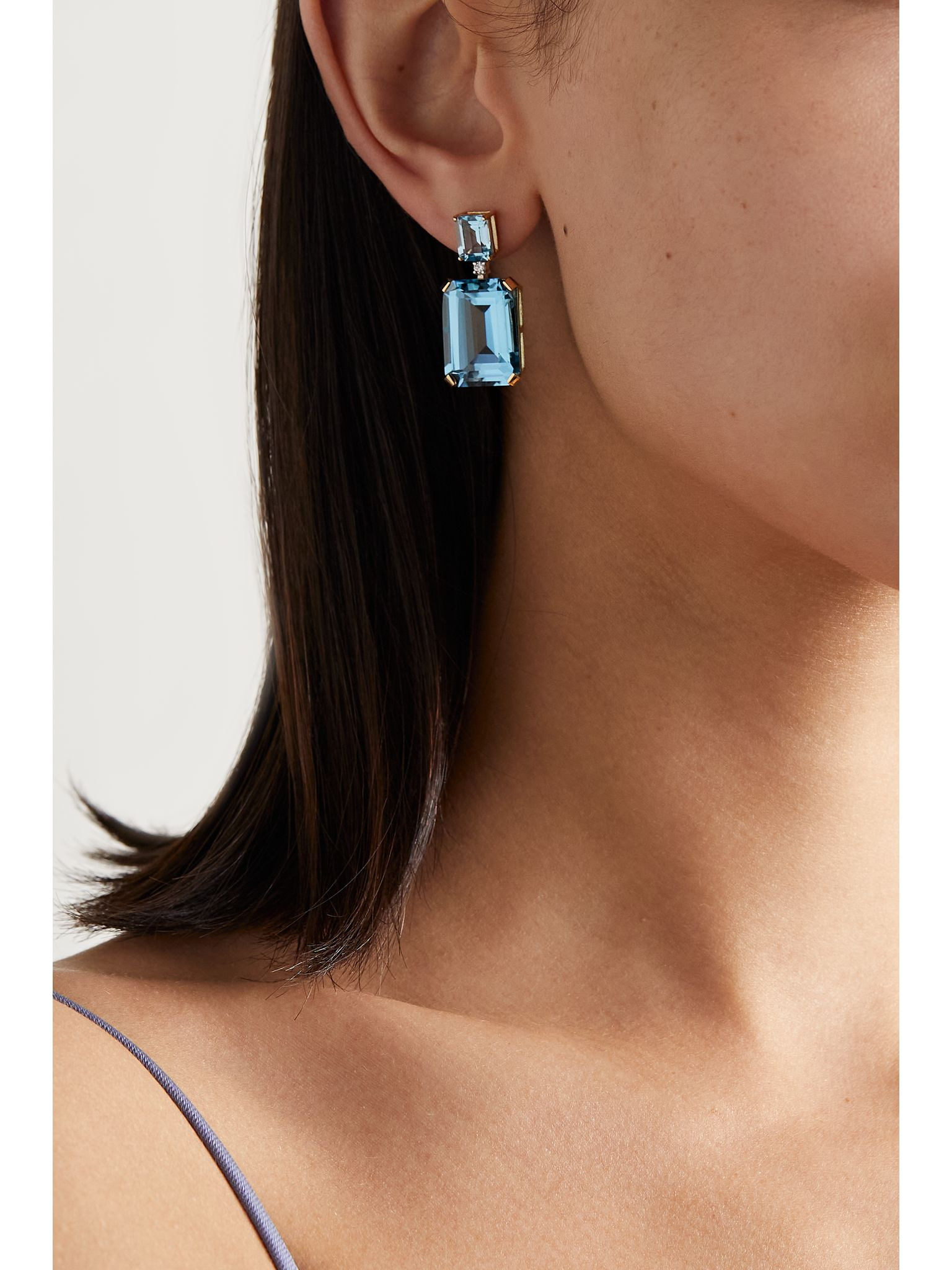 14-karat gold, topaz and diamond earrings Gold - 2