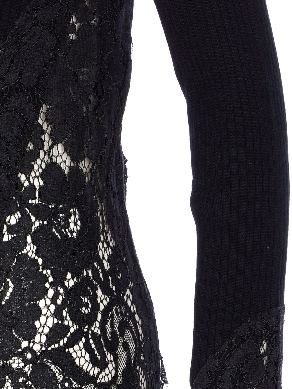 lace-insert ribbed sweater - 4