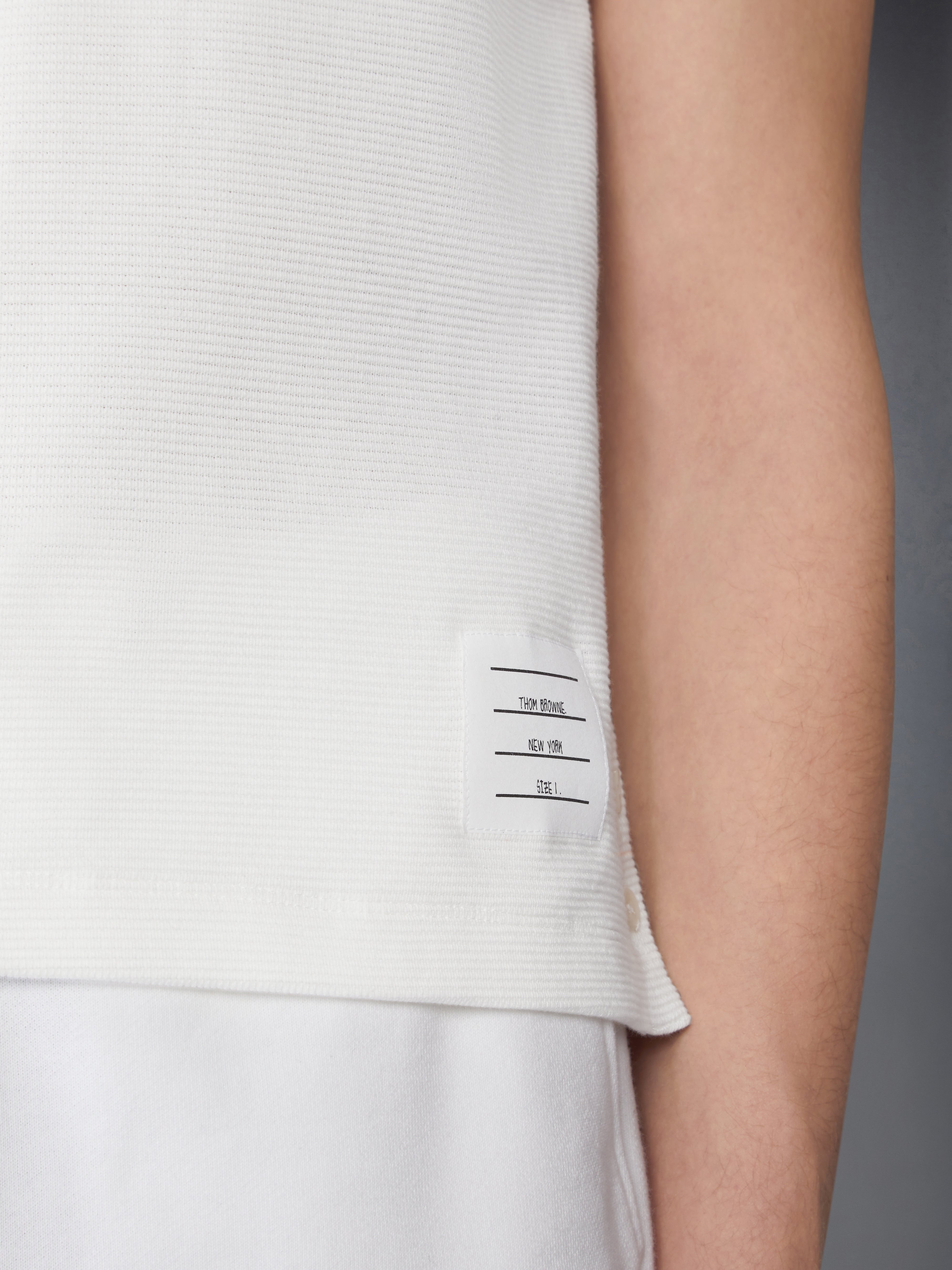 COTTON WAFFLE RIB CUFF POLO - 6