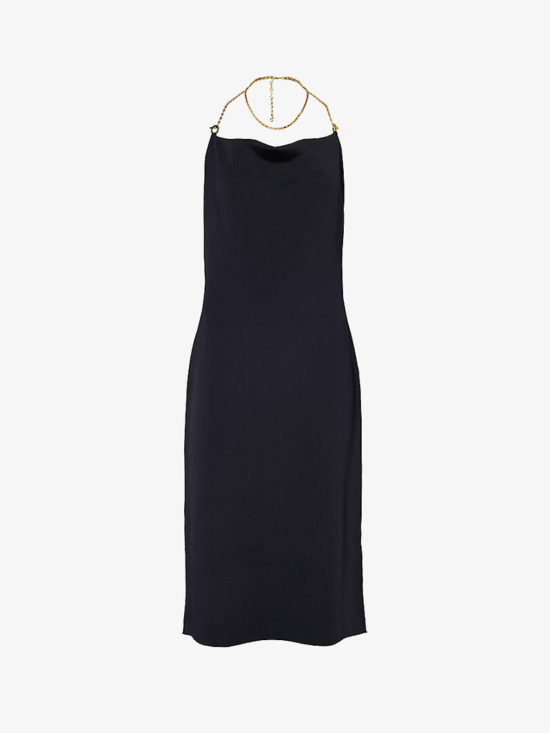 Cowl-neck stretch-woven midi dress - 1