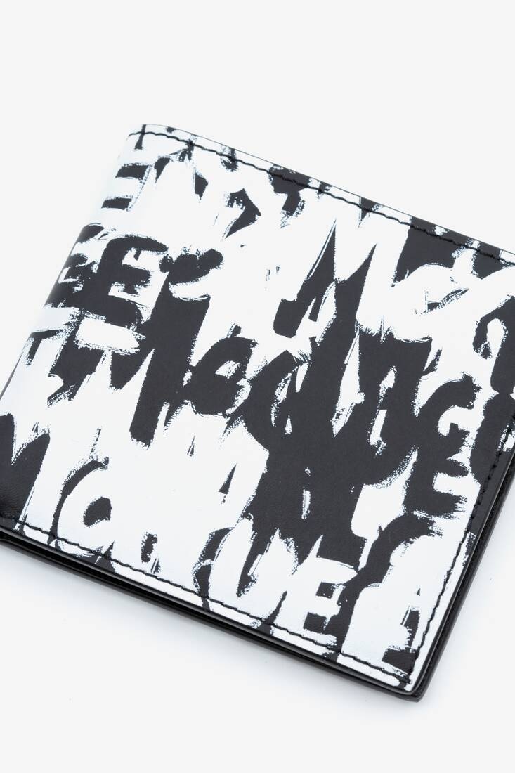 Mcqueen Graffiti Billfold Wallet in Black/white - 4