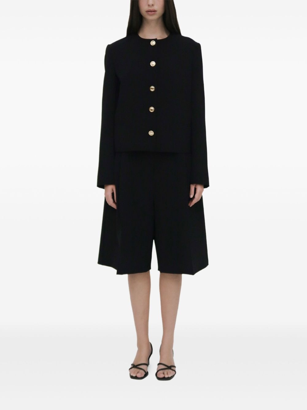 crew-neck gold-button jacket - 2