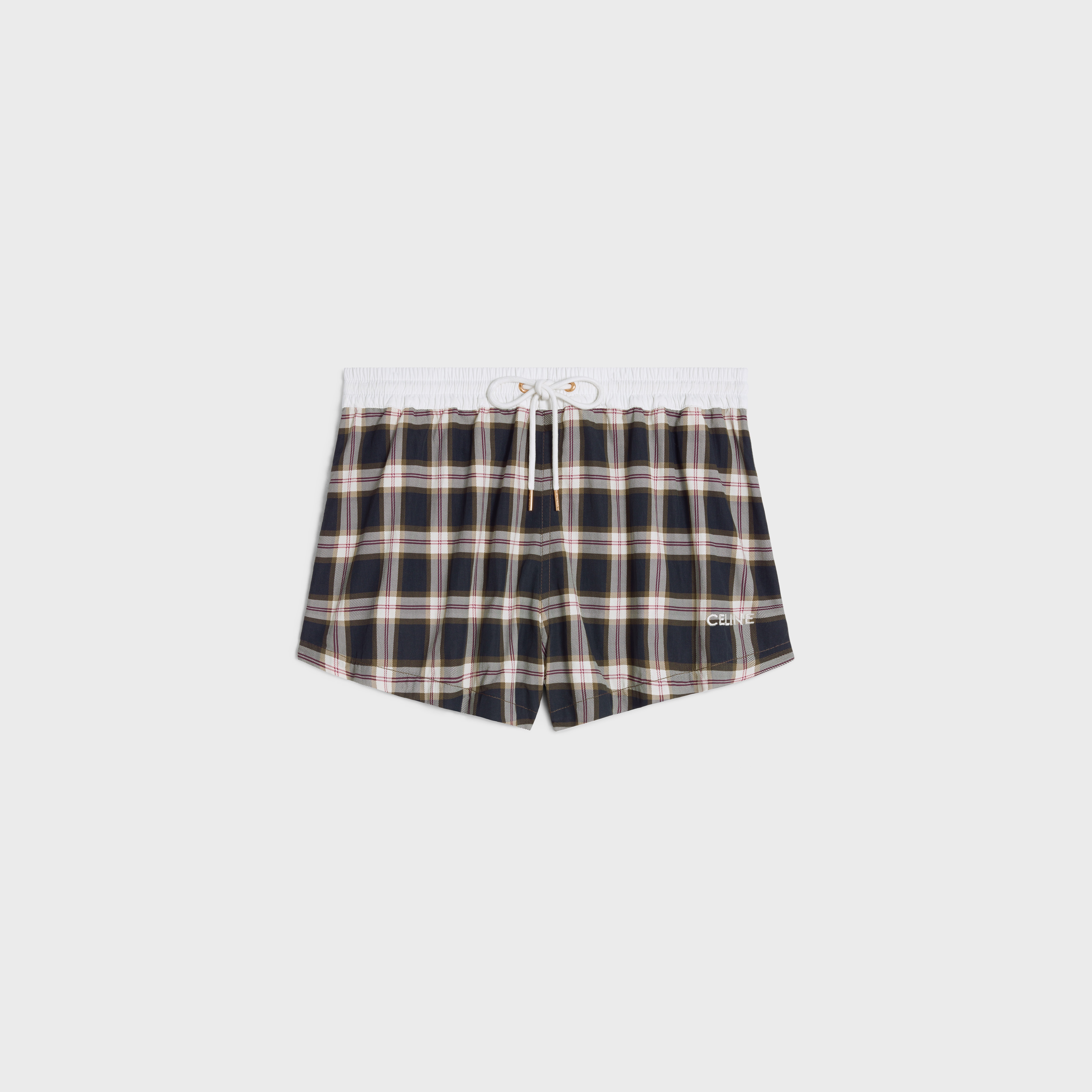 celine mini shorts in checked panama - 1