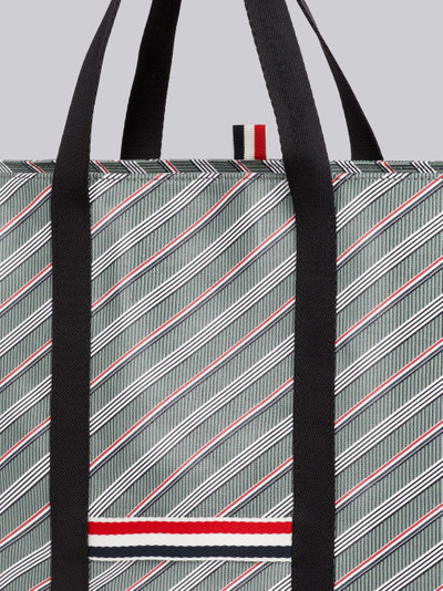 Thom Browne Medium Grey Monogram Coated Canvas Medium Tool Tote With Webbing Handles outlook