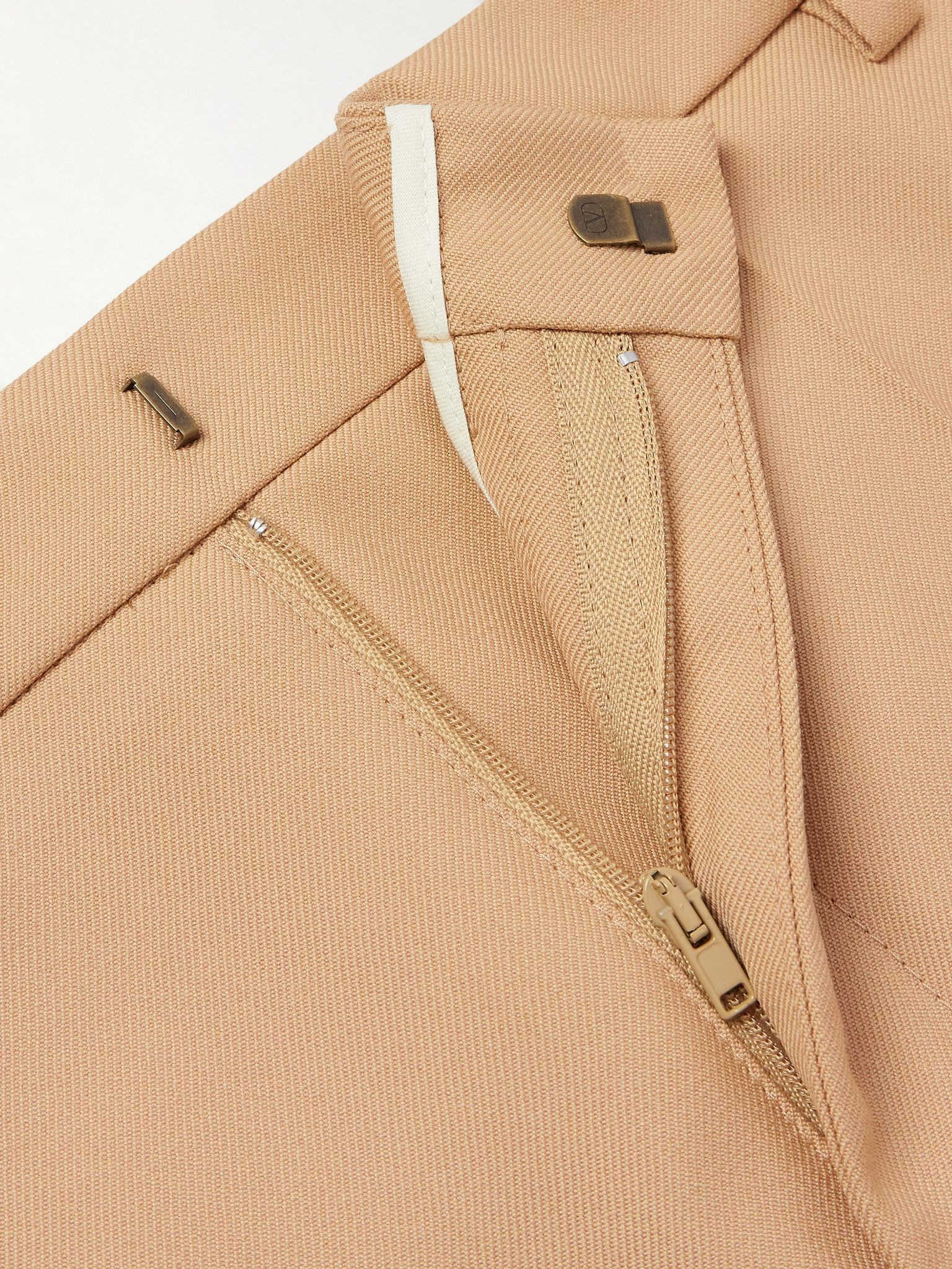 Straight-Leg Virgin Wool-Gabardine Trousers Beige - 6