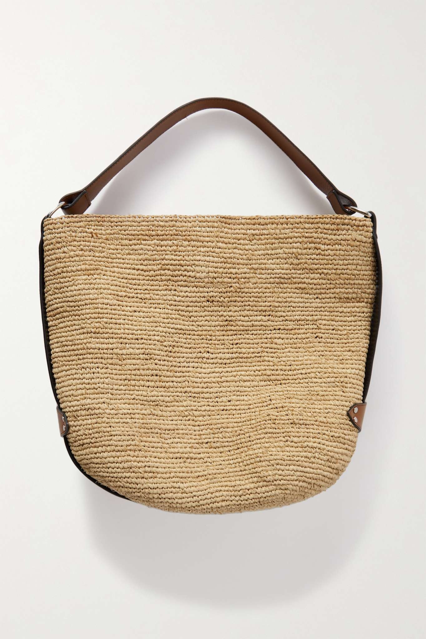 Isabel Marant Bayia leather-trimmed raffia bucket bag