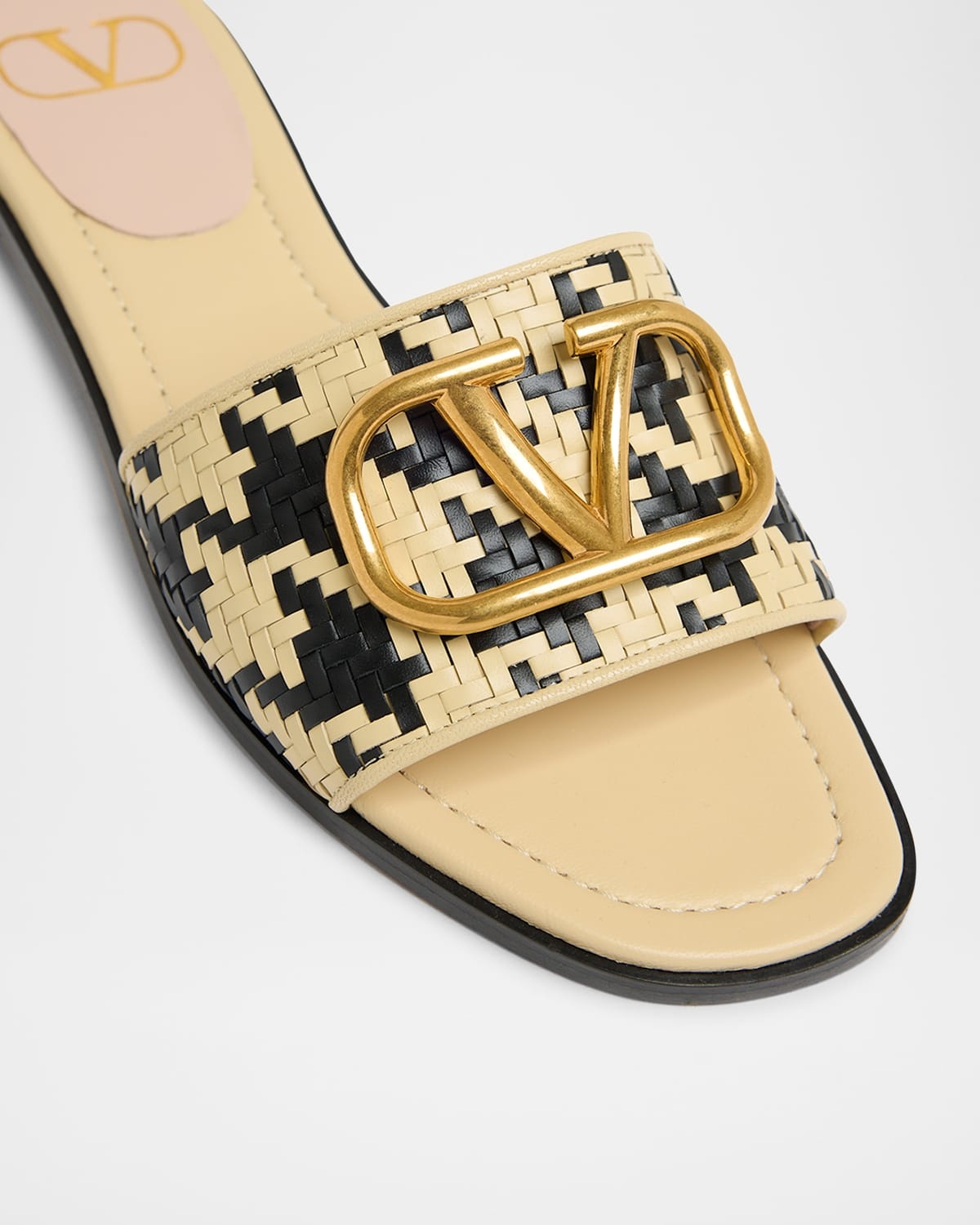 VLogo Signature Houndstooth Woven Slide Sandals - 4