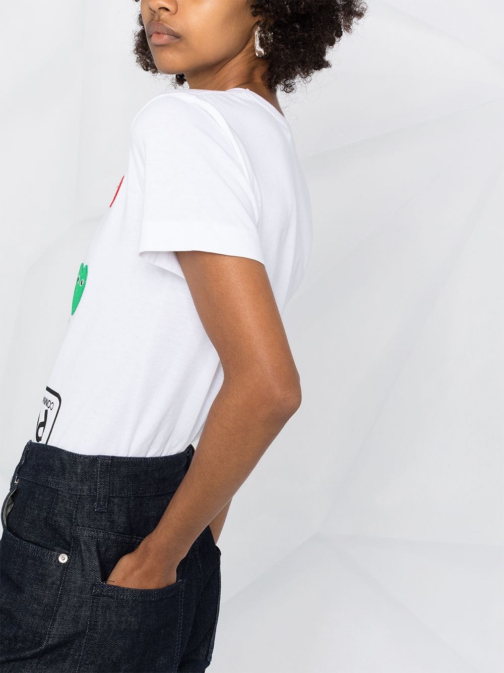 logo-print heart-motif T-shirt - 3