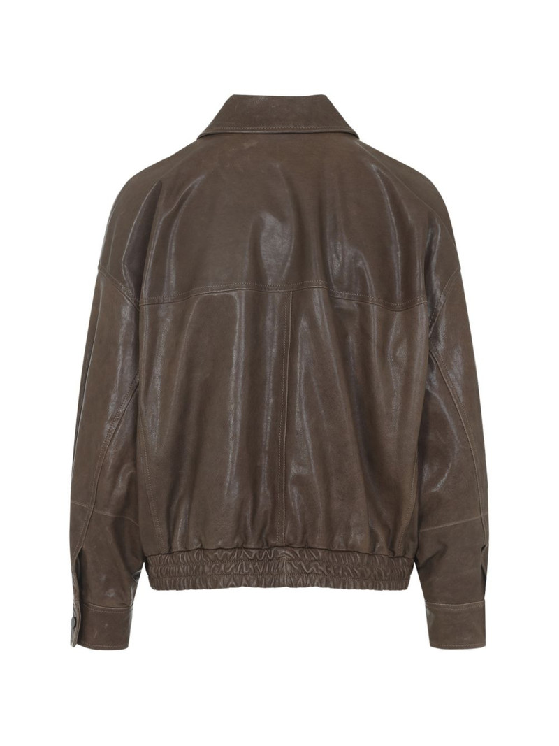 Brunello Cucinelli flap-pocket leather jacket outlook