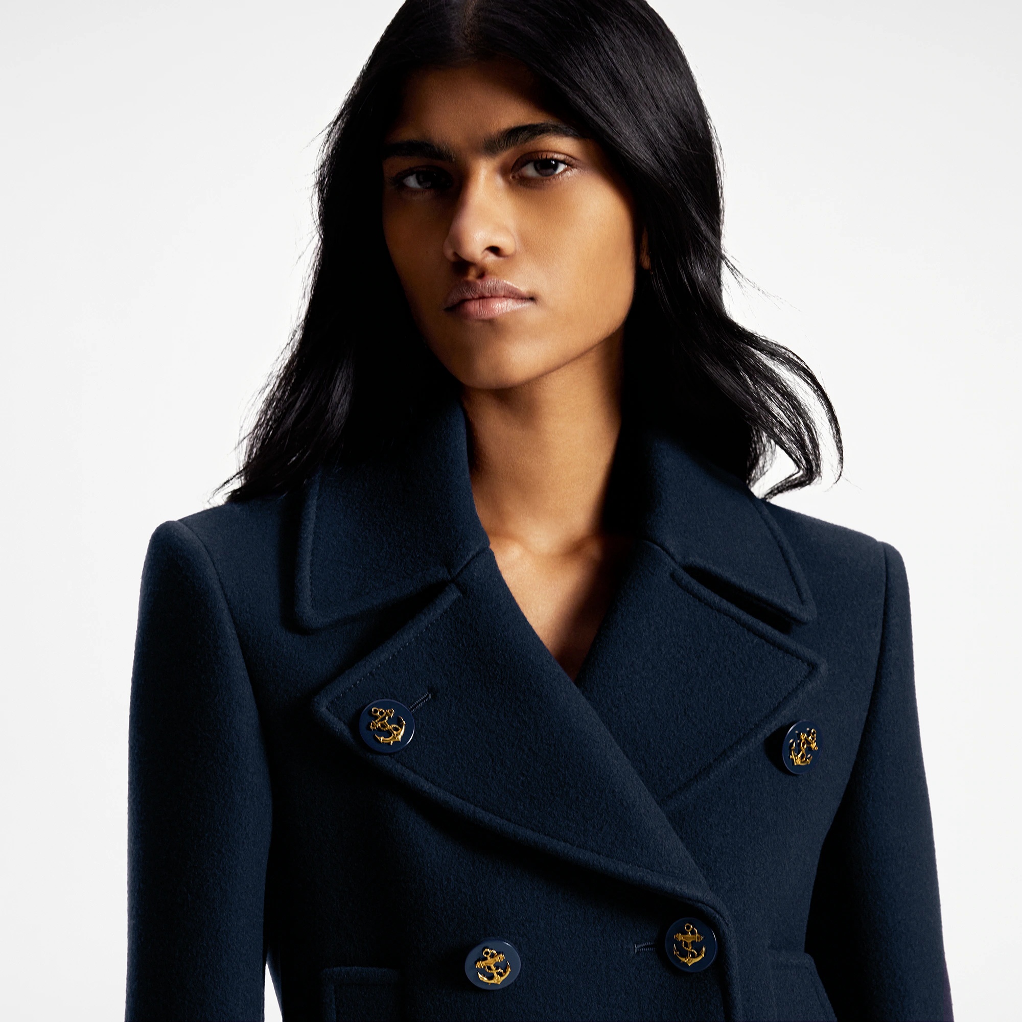 Anchor Button Lapel Coat - 2