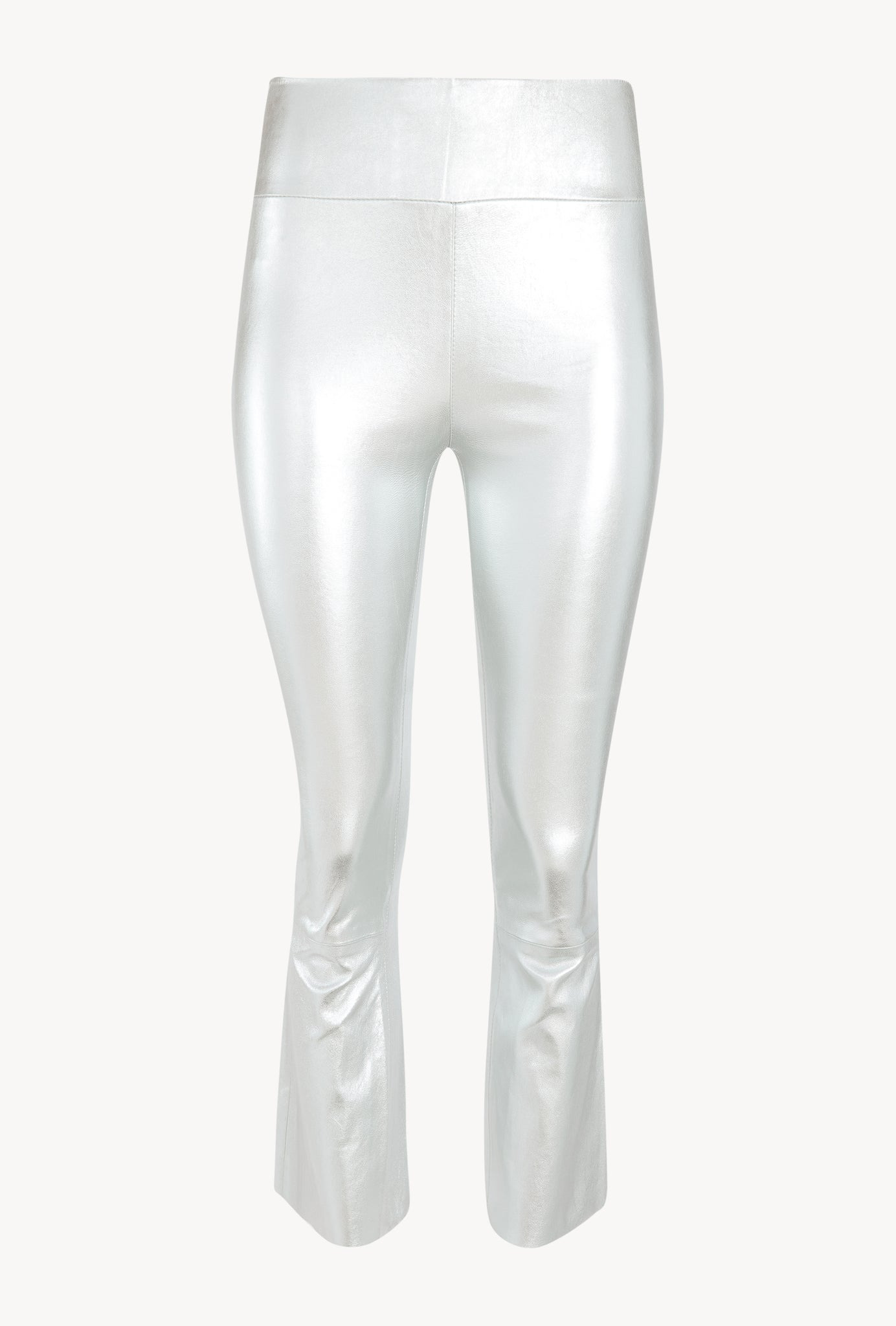 METALLIC SILVER LEATHER ANKLE FLARE - 5