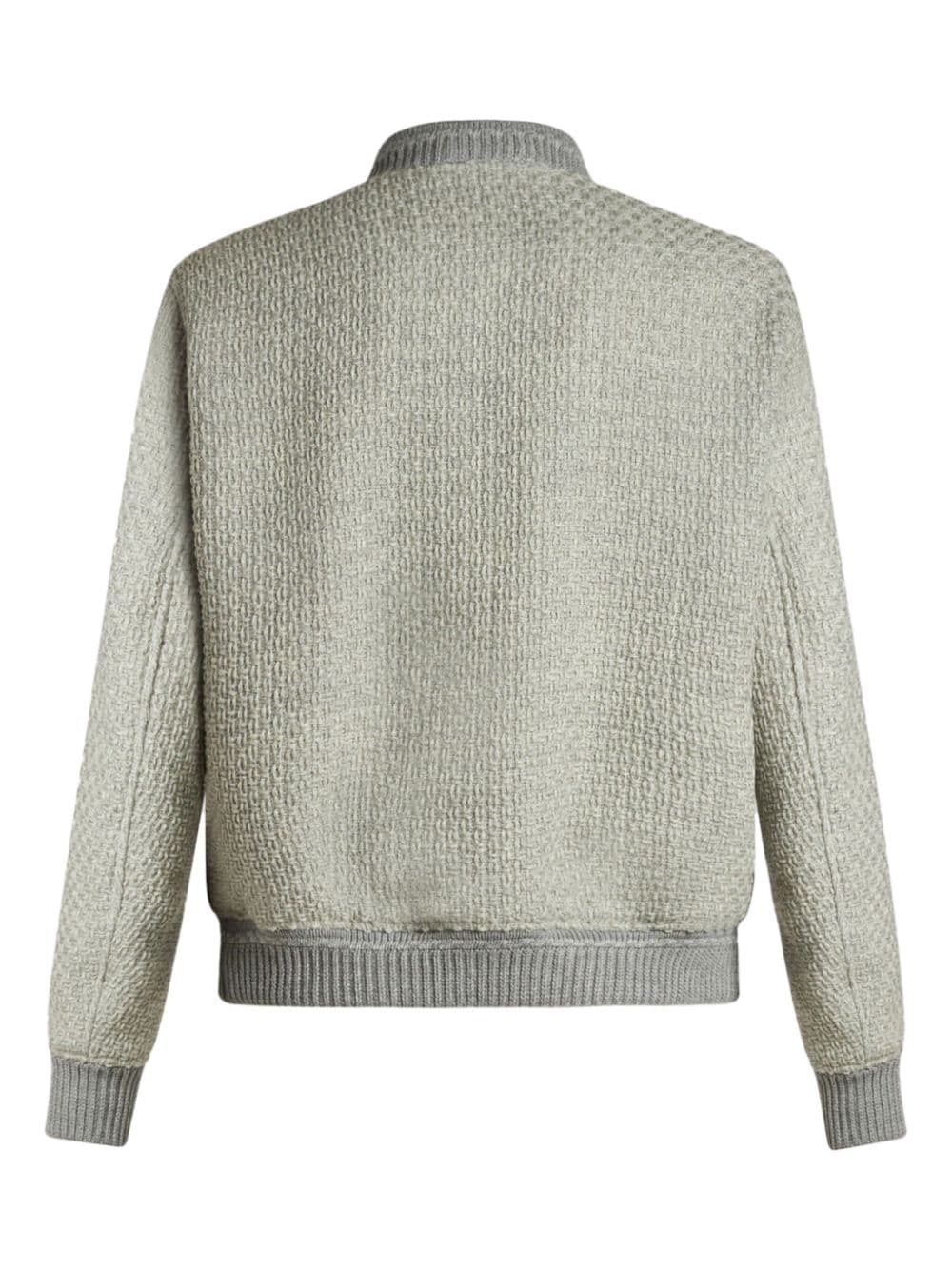 zip-up wool bomber jacket - 6