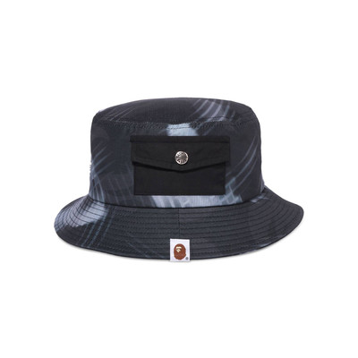 A BATHING APE® BAPE Stroke Camo Pocket Bucket Hat 'Black' outlook