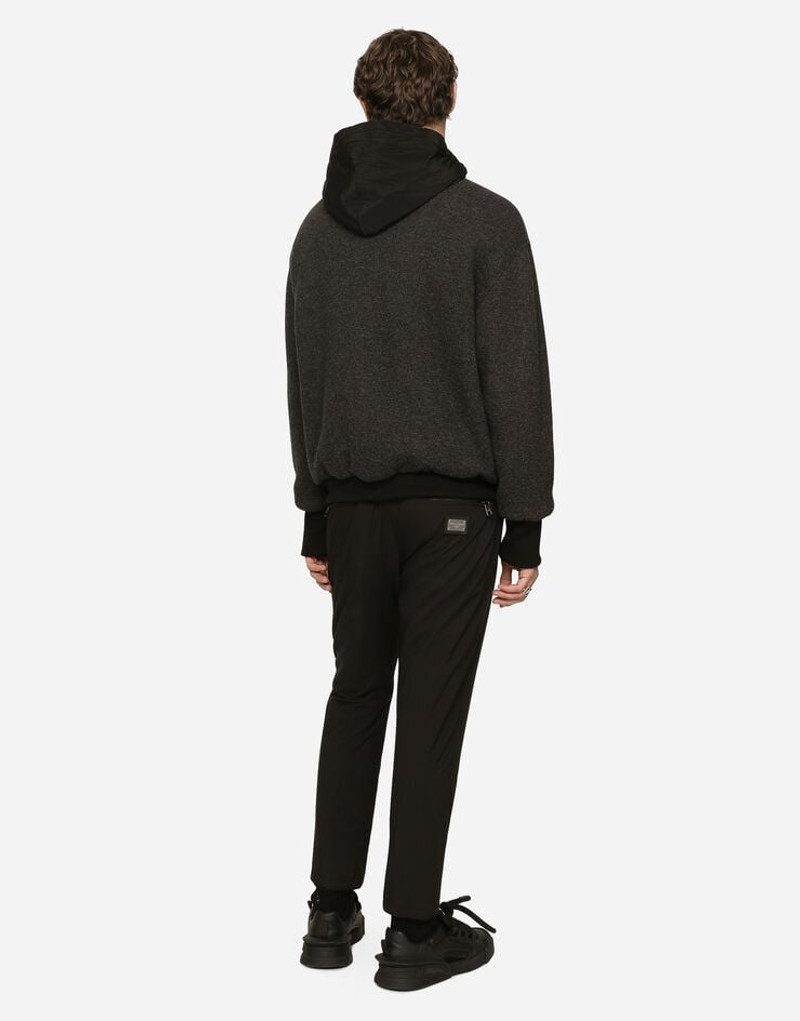 Wool jersey jacket with hood and logo 3