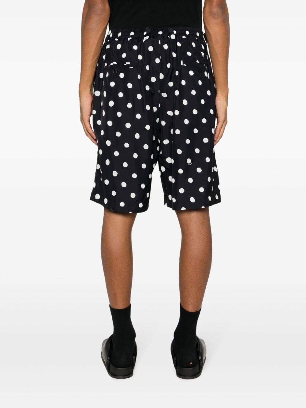 polka dot-print pleated bermuda shorts - 4