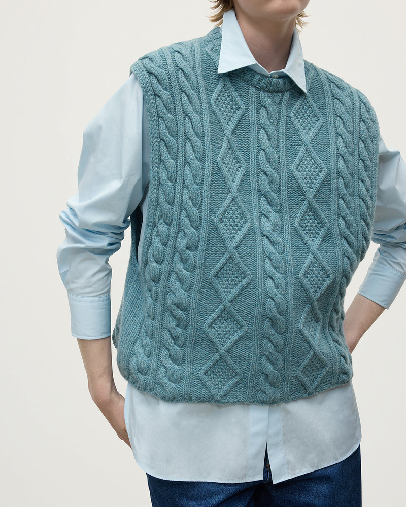 Aran Cable Green Cashmere Tank 5