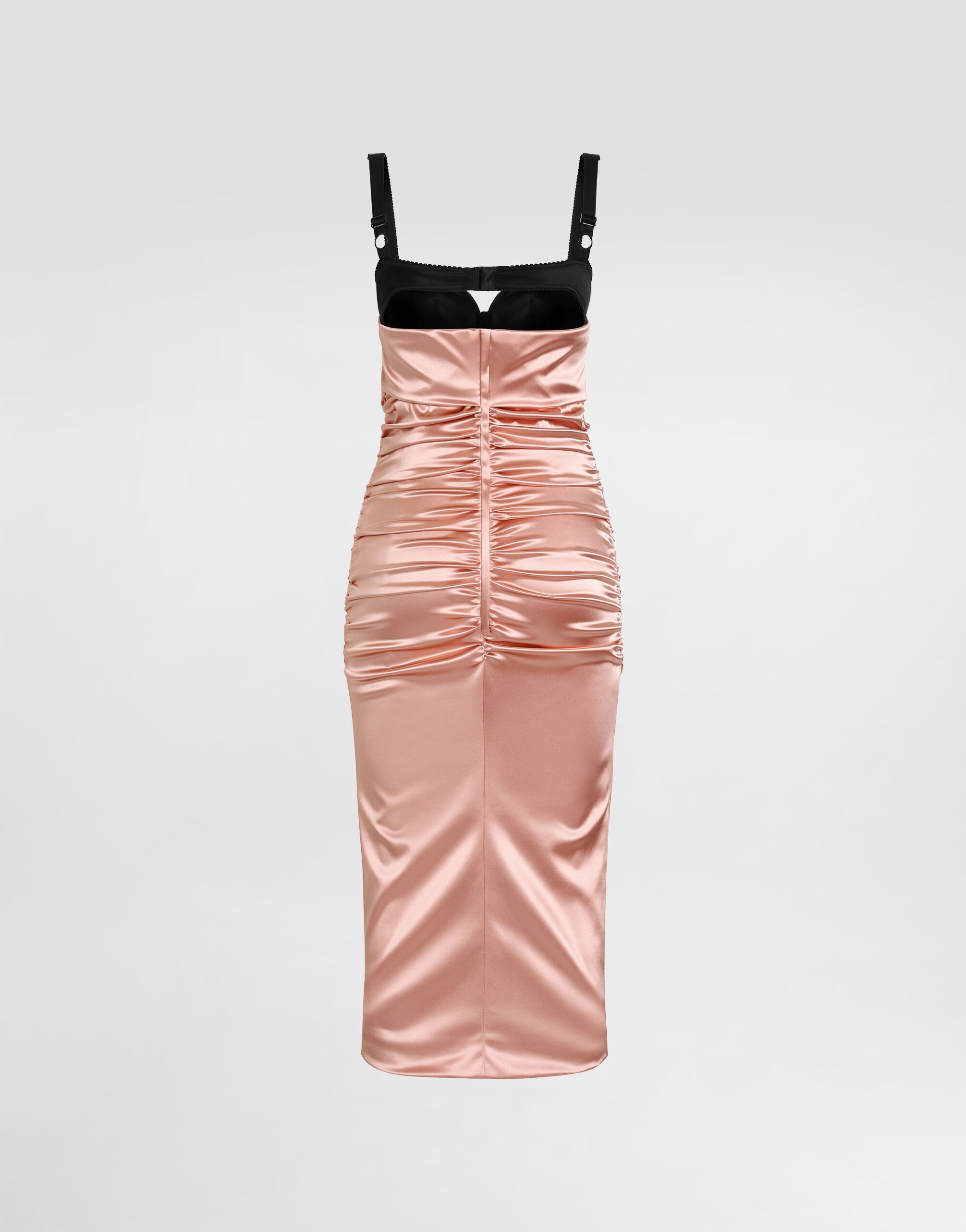Draped satin calf-length dress with bra-style cups - 6