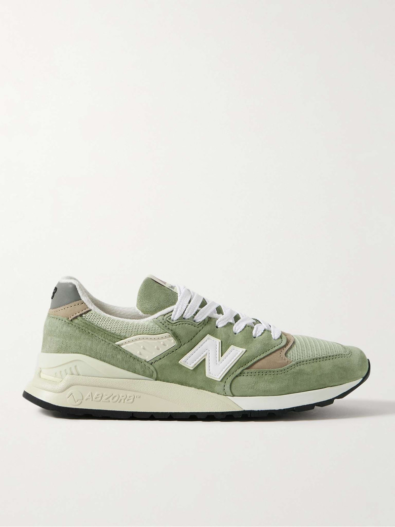 998 Leather- and Rubber-Trimmed Suede and Mesh Sneakers - 1