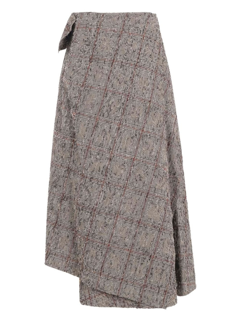 Y's check asymmetric midi skirt outlook