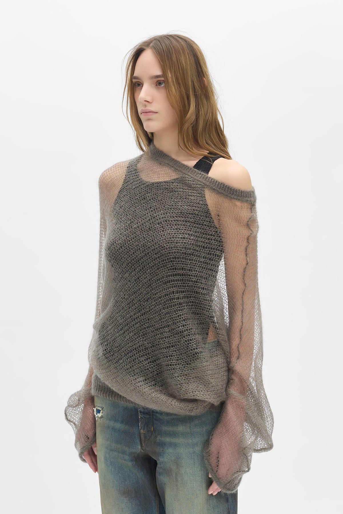 Dolfine Bias Cut Dropped Shoulder Sweater - 2