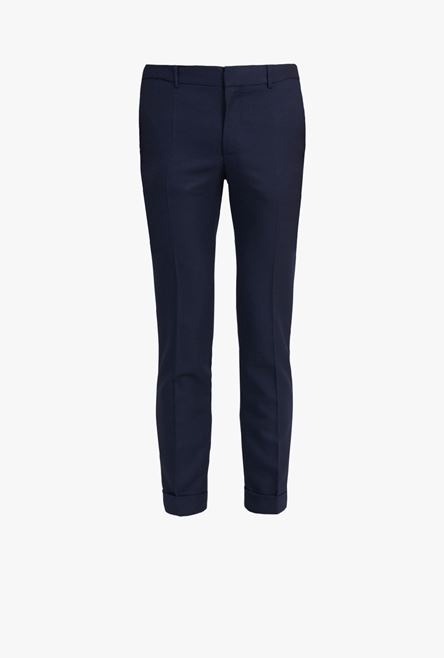 Navy blue wool fitted pants - 1