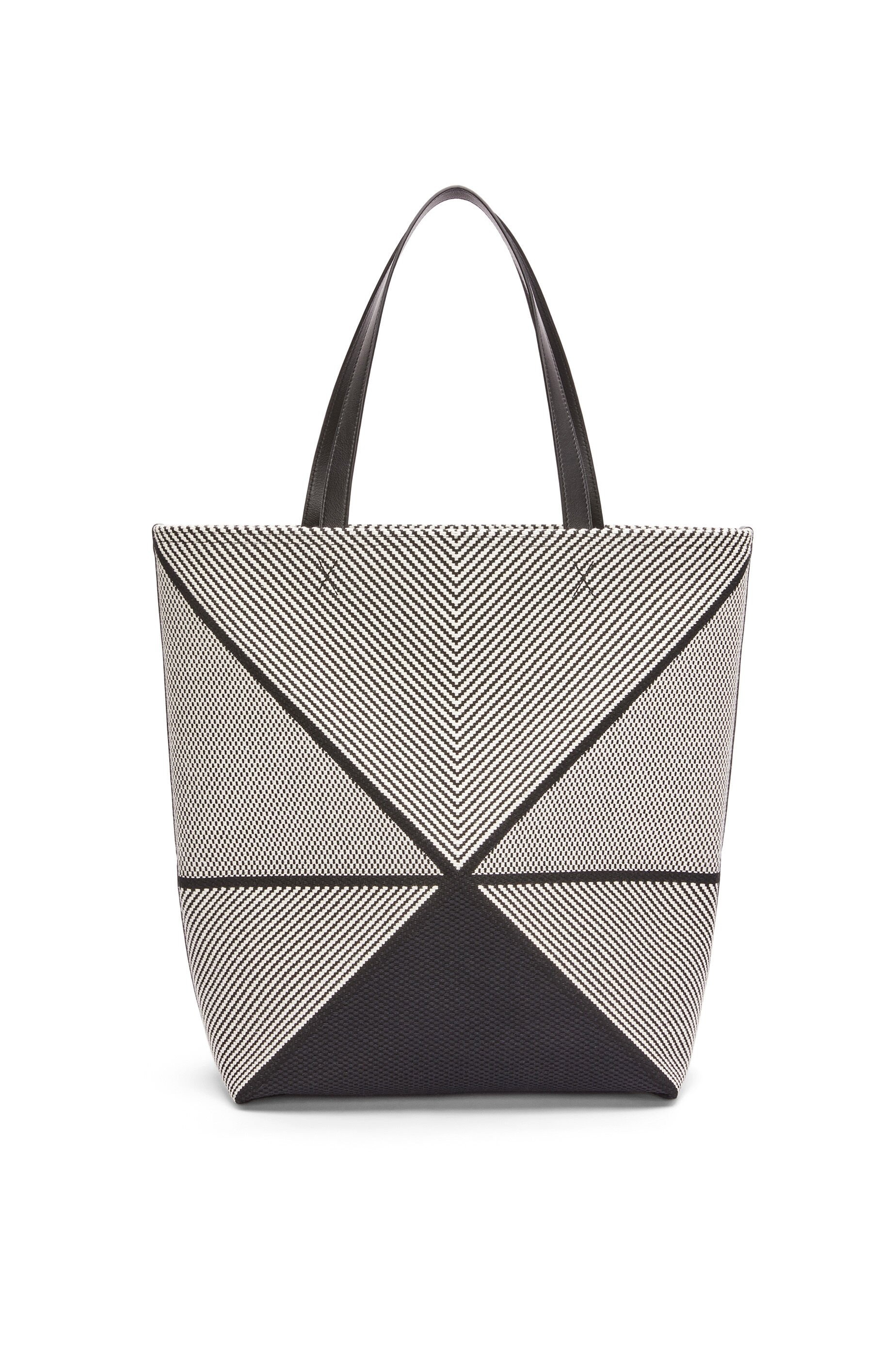 XL Puzzle Fold tote in canvas jacquard and calfskin - 5