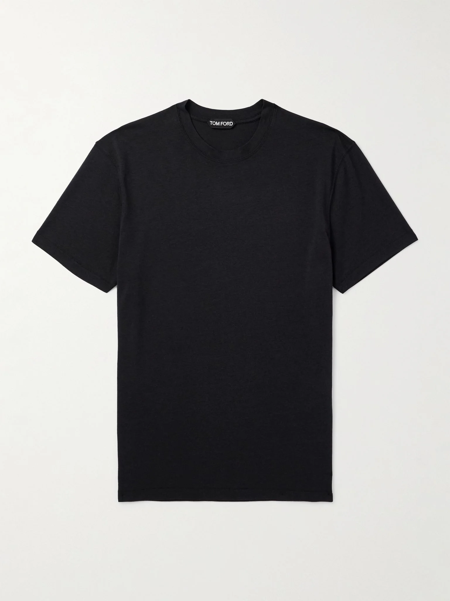 Slim-Fit Lyocell and Cotton-Blend T-Shirt Black - 1
