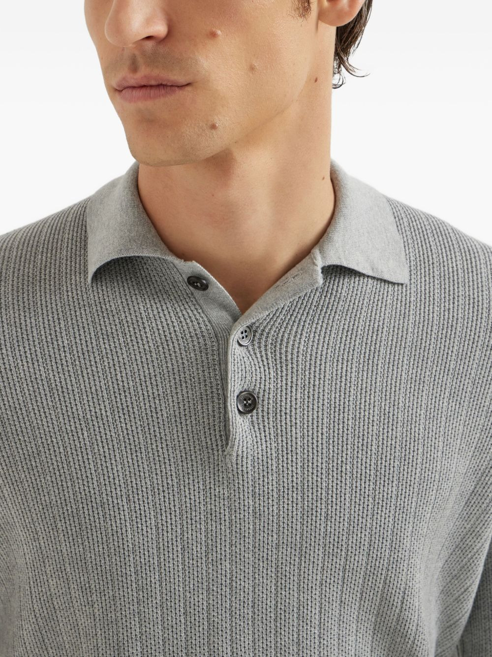 rib-knit polo sweater - 5
