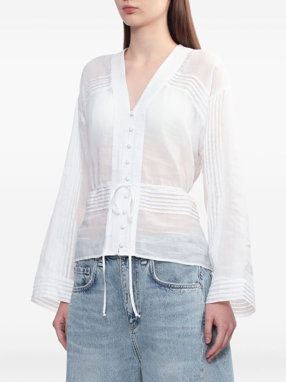 Viviana pintuck V-neck shirt - 3