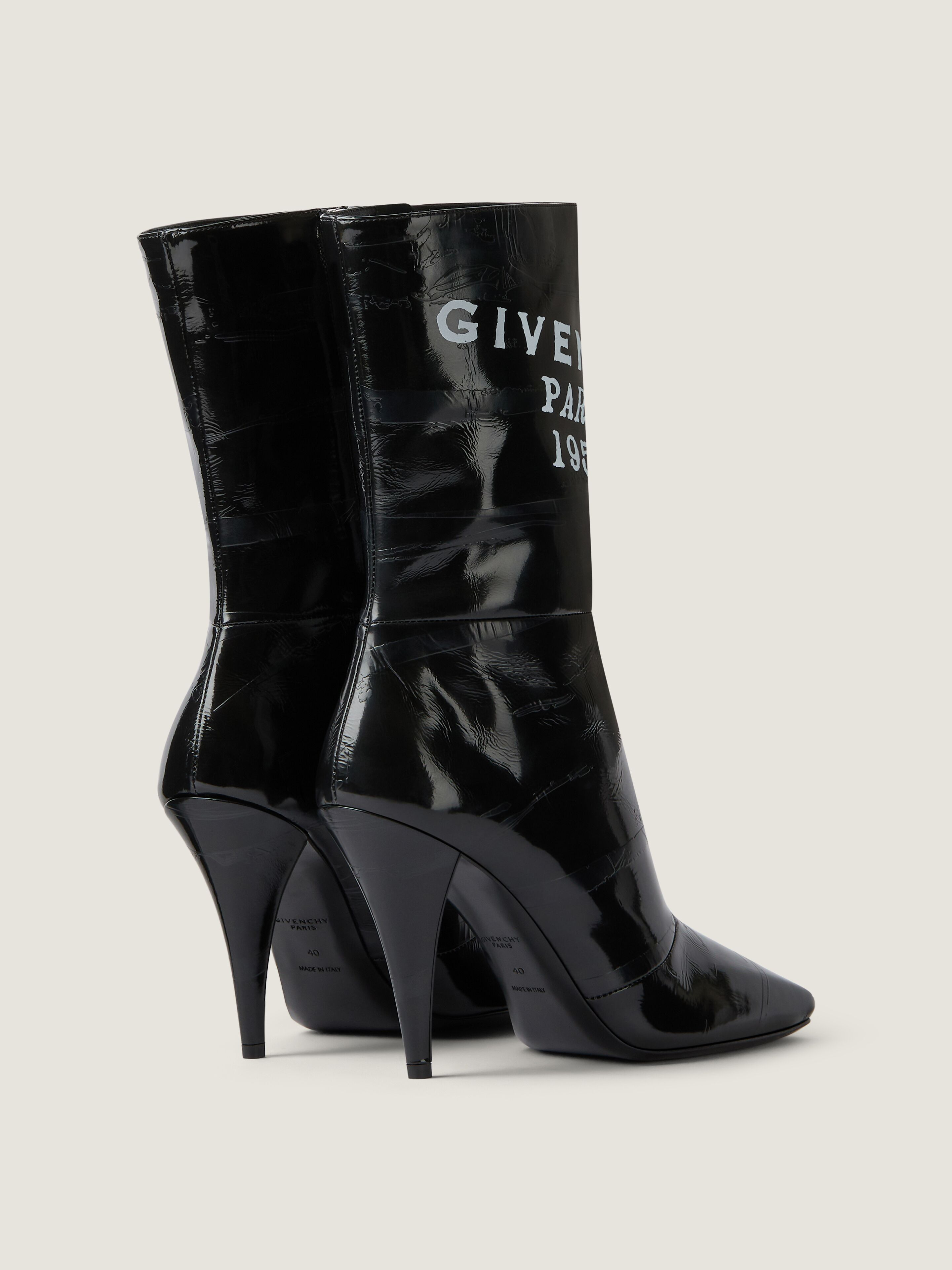 SLICED SQUARE GIVENCHY TAPE ANKLE BOOTS IN LEATHER - 5
