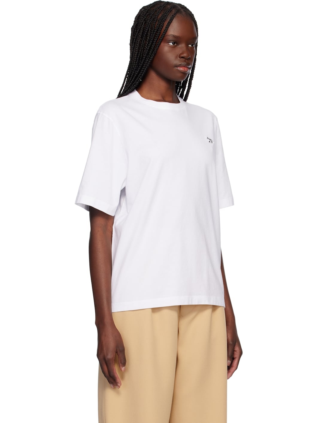 White Baby Fox Patch Comfort T-shirt - 2