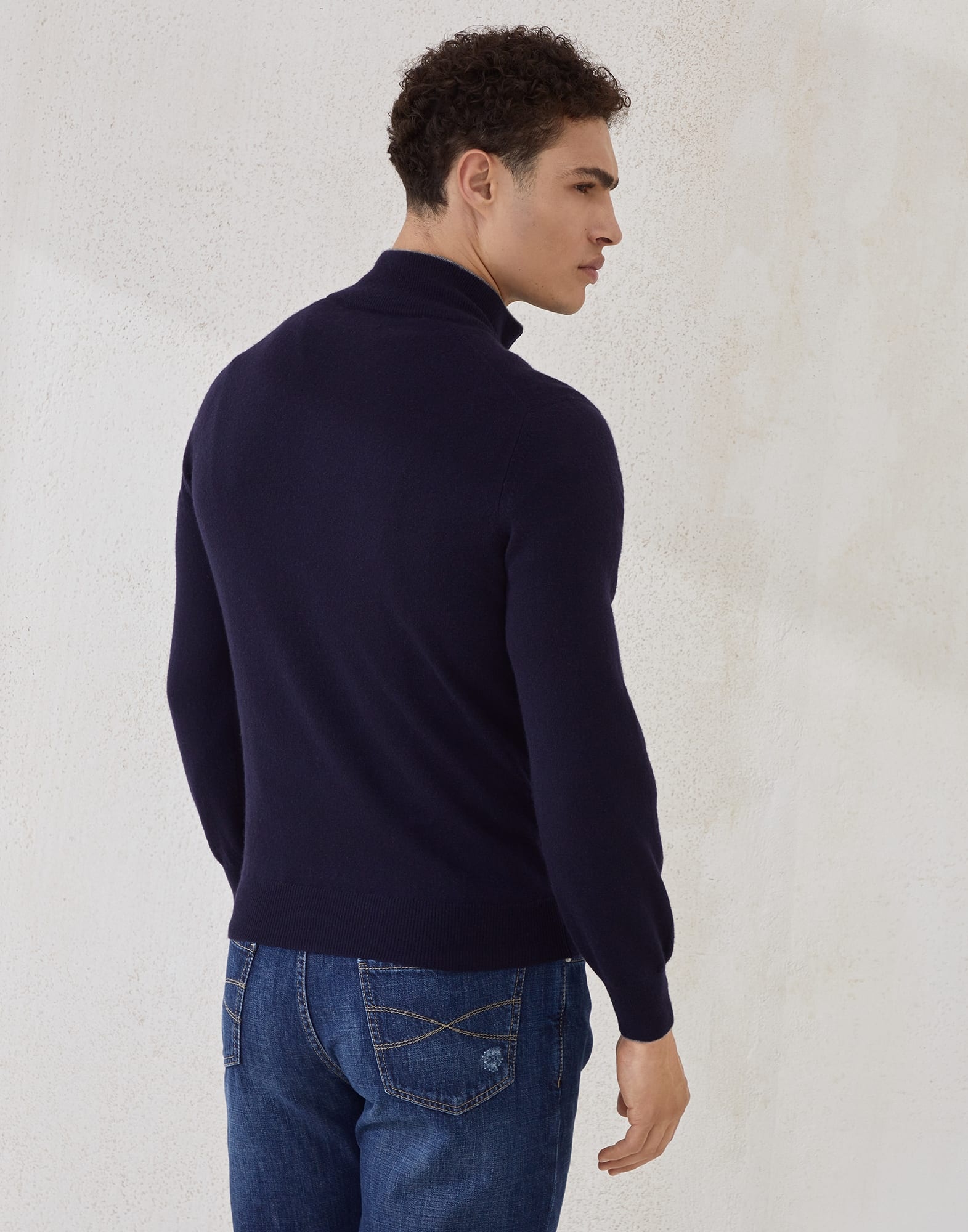 Cashmere sweater with half zip - 2