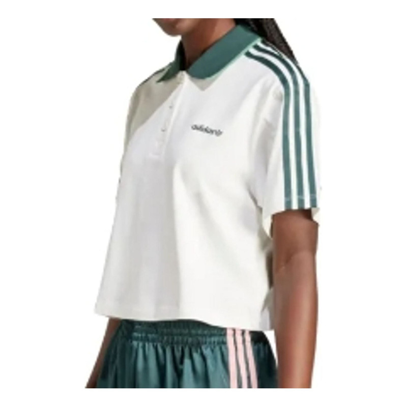 adidas (WMNS) adidas Loose Crop Polo Shirt 'White' IX3555 outlook